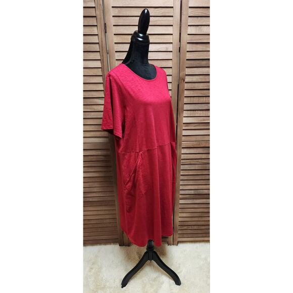 J Jill Women’s Red Casual Cotton Knee Length Dress Plus Size 3X With Pockets - Picture 2 of 7
